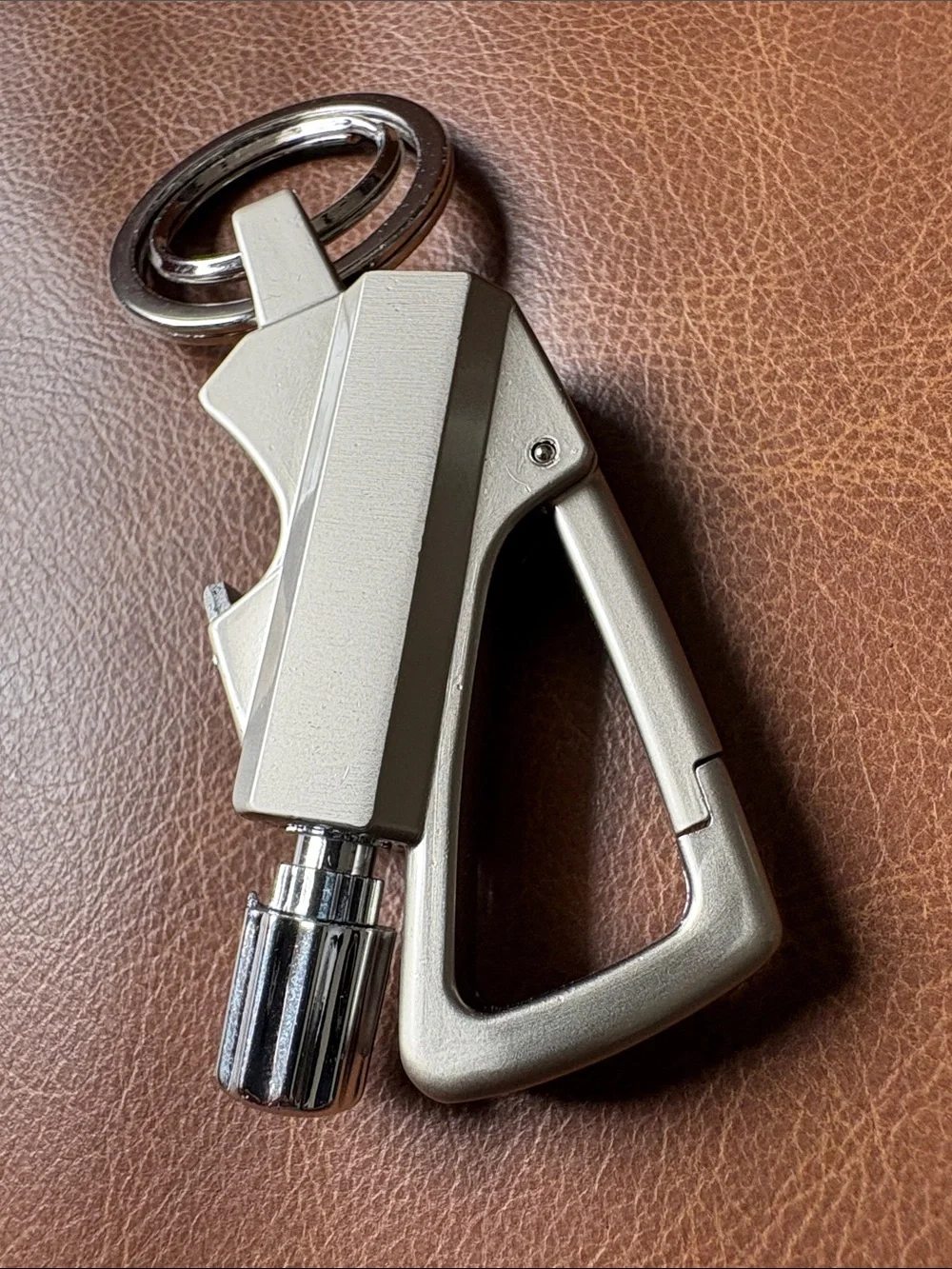 Silver Keychain with Bottle Opener and Matchstick